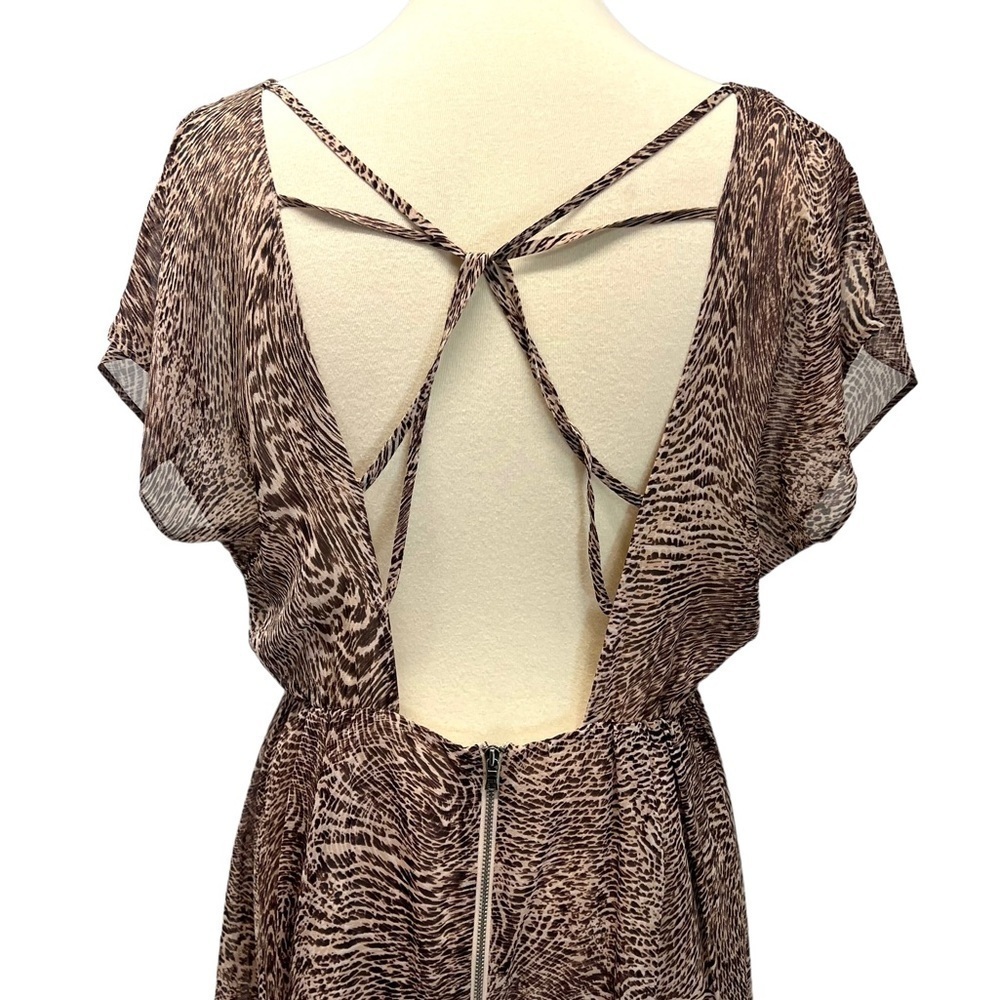 Alice + Olivia Kemper Silk Animal Print Open Strappy Back Mini Dress Women Large - Picture 10 of 14